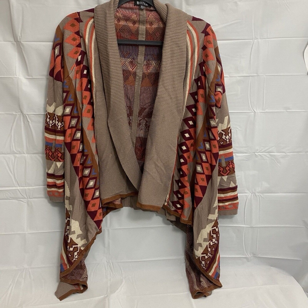 Two‎ Sisters / ii Sisters SWEATER Aztec print Open Cardigan Sz M/L